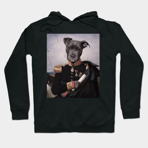 Painting Black Pit Bull Dog Portrait Art Hoodie by badCasperTess